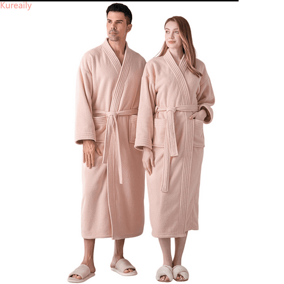 Kureaily Winter Half Flannel Men's Thickened Robe Long Fauxry Home Wear Bathrobe Man Mens Pajama Set