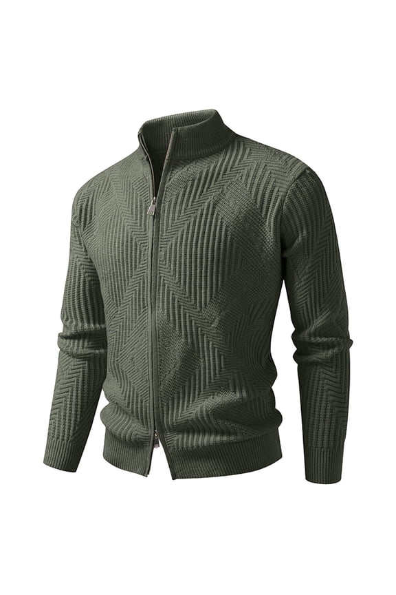 Winter High Neck Zipper Knit Sweater Coat Warm Fleece Lined Long Sleeve Pullover Top For Cold Weather Outdoor Men's Long Sleeve Sweater