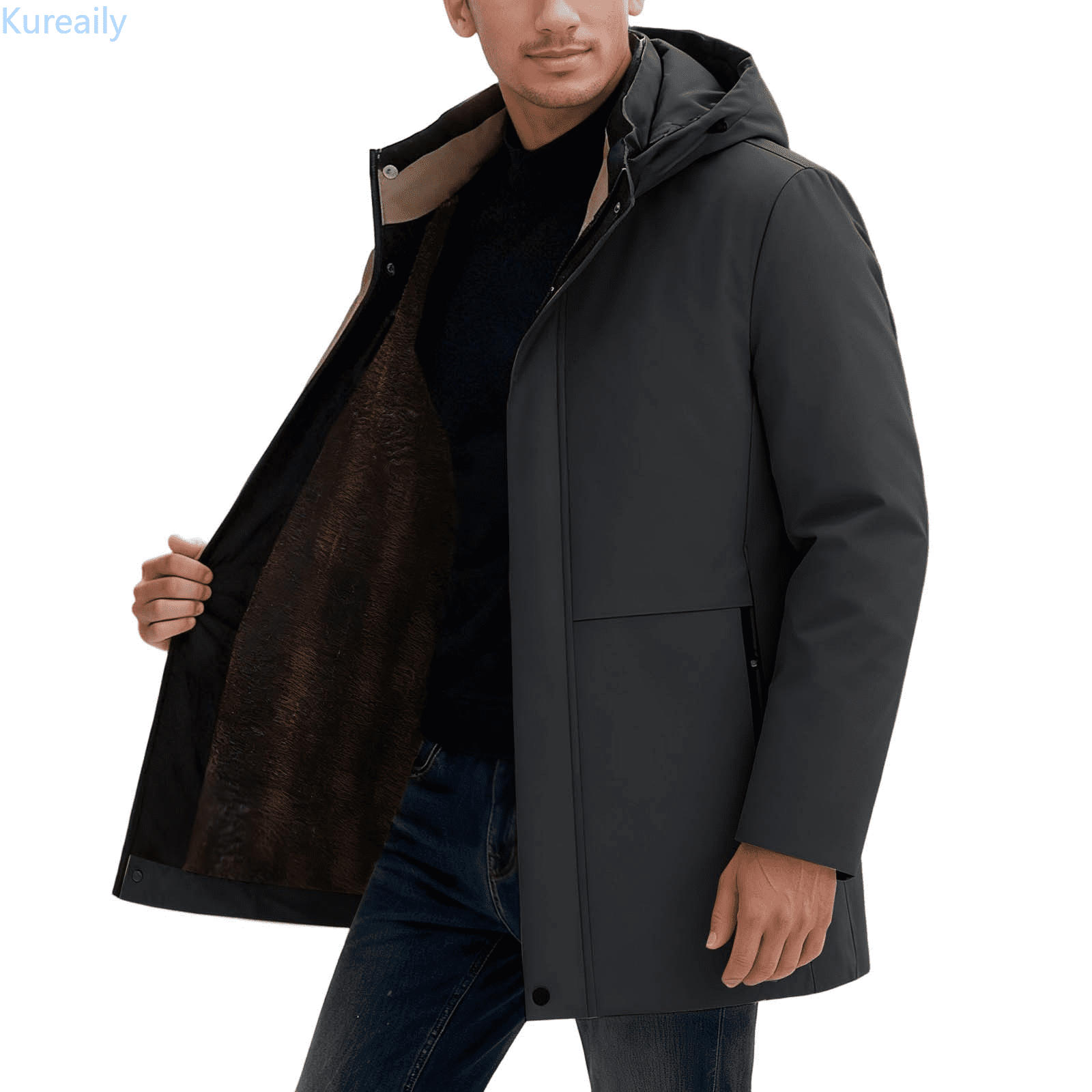 Kureaily Winter Thick Warm Hooded Jacket Loose Fit Coat For Cold ...