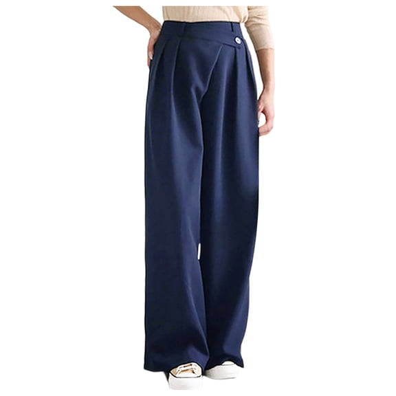 Kureaily Women Casual Irregular Waist Pant With Pocket Loose Pants Solid Color Crop Pants Women's Casual Trousers
