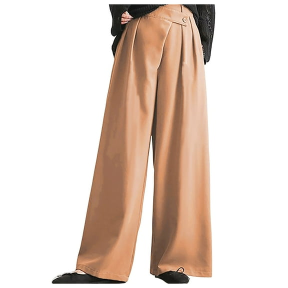 Kureaily Women Casual Irregular Waist Pant With Pocket Loose Pants Solid Color Crop Pants Women's Casual Trousers