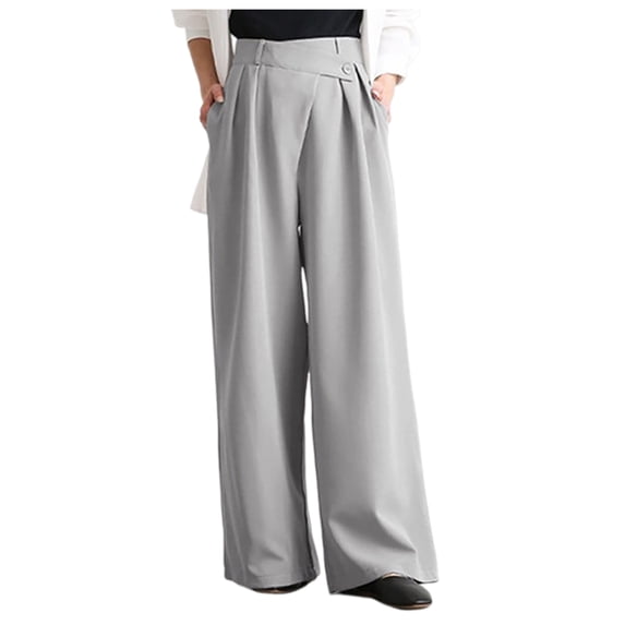 Kureaily Women Casual Irregular Waist Pant With Pocket Loose Pants Solid Color Crop Pants Work Casual Pants