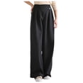 thumbnail image 1 of Kureaily Women Casual Irregular Waist Pant With Pocket Loose Pants Solid Color Crop Pants Work Casual Pants, 1 of 4