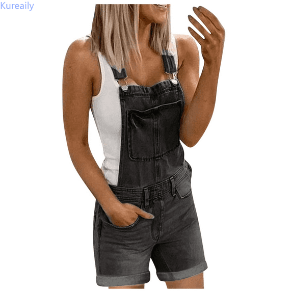Kureaily Women Denim Overalls And Fashionable Washed Denim Jumpsuits Women's Casual Trousers