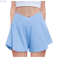 thumbnail image 1 of Kureaily Women Flowy Shorts with Spandex Liner V Crossover 2 in 1 Athletic Running Shorts with Pockets Skorts, 1 of 4