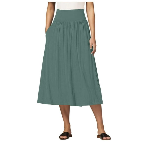 Kureaily Women Full Length Skirt A Line Umbrella Skirt Mid Length Skirt