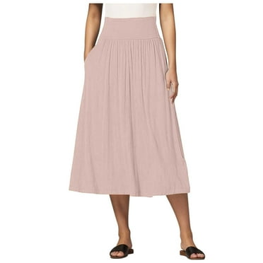 Kureaily Women Full Length Skirt A Line Umbrella Skirt Mid Length Skirt