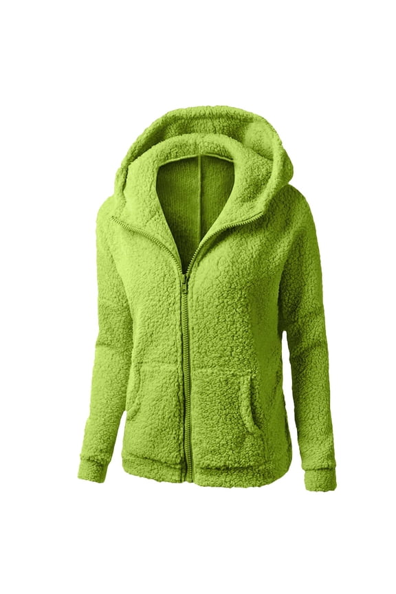 Women Hooded Sweater Coat Winter Warm Wool Zipper Coat Coat Outwear Womens Cardigan Sweaters
