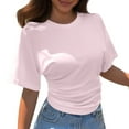thumbnail image 1 of Kureaily Women Korean Design Sense Round Neck Sleeve Short Sleeve T Shirt Women's Summer All Matching Solid Color Loose Top Summer Lightweight T-Shirts, 1 of 5