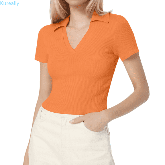 Kureaily Women Short Sleeve Shirts V Neck Summer Tops Casual Work Basic Tees Tops Casual Summer Tees