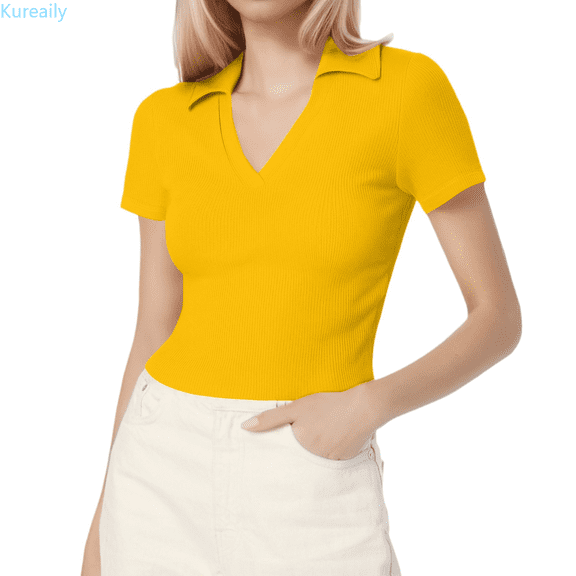 Kureaily Women Short Sleeve Shirts V Neck Summer Tops Casual Work Basic Tees Tops Soft Basic Tees