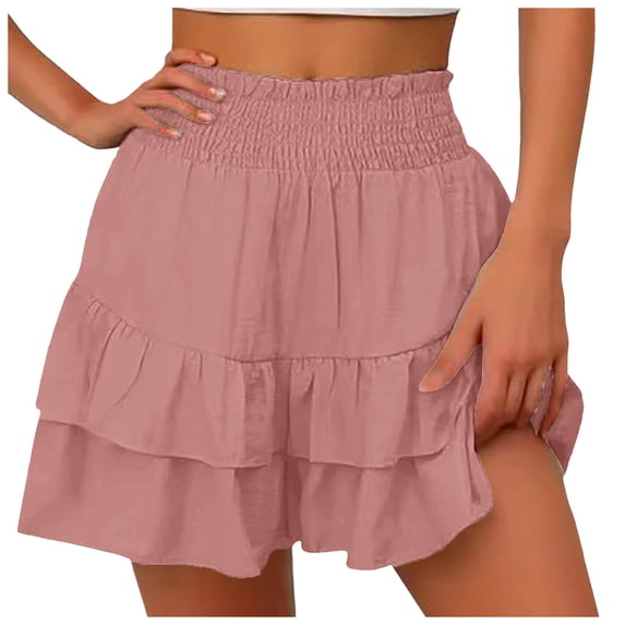 Kureaily Women Solid Color Wide Leg Shorts With A Vertical Casual Culottes Women's Wide Leg Pants