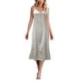 thumbnail image 1 of Kureaily Women Solid Dress Sleeveless Strap V Neck Dress Loose Dress Home Nightdress Nightshirt Soft Pajamas, 1 of 5
