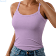 thumbnail image 1 of Kureaily Women Spaghetti Strap Neck Ribbed Tank Tops Slim Fitted Camisole Basic Sleeveless Layering Shirts Tank Tops for Women, 1 of 6