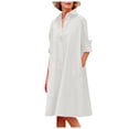 thumbnail image 1 of Kureaily Women Spring Summer Casual Solid Color Lapel Button Long Shirt Dress, 1 of 5