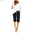 thumbnail image 1 of Kureaily Women Summer Cotton Pants Plus Size High Waisted Shorts Lacing Beach Workout Pocket Five Point Pants, 1 of 5