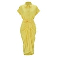 thumbnail image 1 of Kureaily Women Summer Elegant Solid Color Short Sleeve Belted Shirt Dress Womens Dresses Casual Maxi Dress for Women, 1 of 6