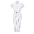 thumbnail image 1 of Kureaily Women Summer Elegant Solid Color Short Sleeve Belted Shirt Dress Womens Dresses Casual Maxi Dress for Women, 1 of 6