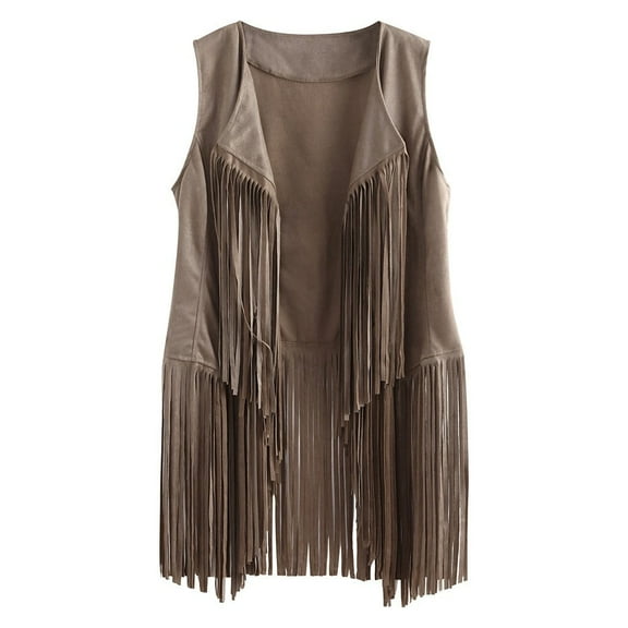 Kureaily Women Tassels Fringe Sleeveless Vest Cardigan Waistcoat Jacket Outwear Tops