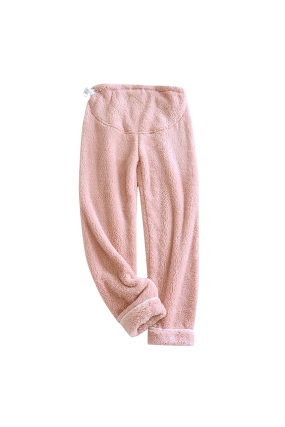 Women Velvet Thickened Maternity Belly Support Pants Autumn And Winter Solid Color Pajamas Adjustable Home Pants Work Casual Pants