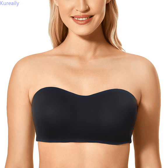 Kureaily Women's Bandeau Bra Strapless Padded Strapless Bra Push Up With Non Silicone Transparent Straps Women's Tube Top Bralette Without Underwire Sport Everyday Bra