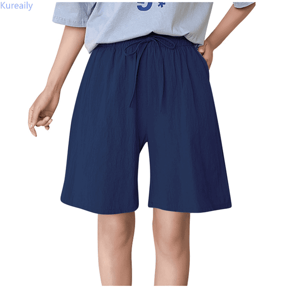 Kureaily Women's Casual Breathable Medium Pants Casual Wide Leg Pants Loose Straight Leg Pant