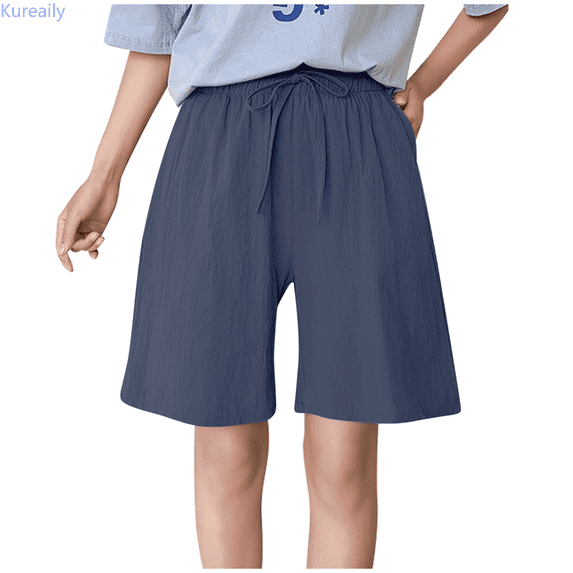 Kureaily Women's Casual Breathable Medium Pants Casual Wide Leg Pants Loose Women's Wide Leg Pants