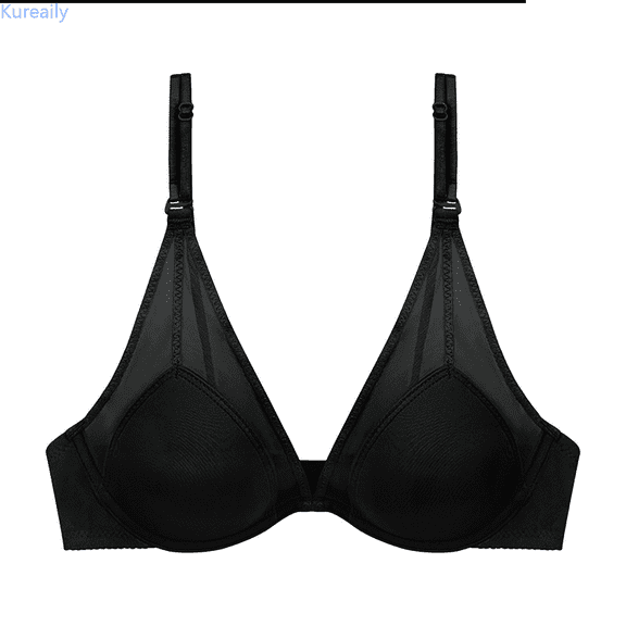 Kureaily Women's Classic Sheer Mesh Lace Bra With Underwire And Thin Cups French Style Lingerie Full Coverage Bras