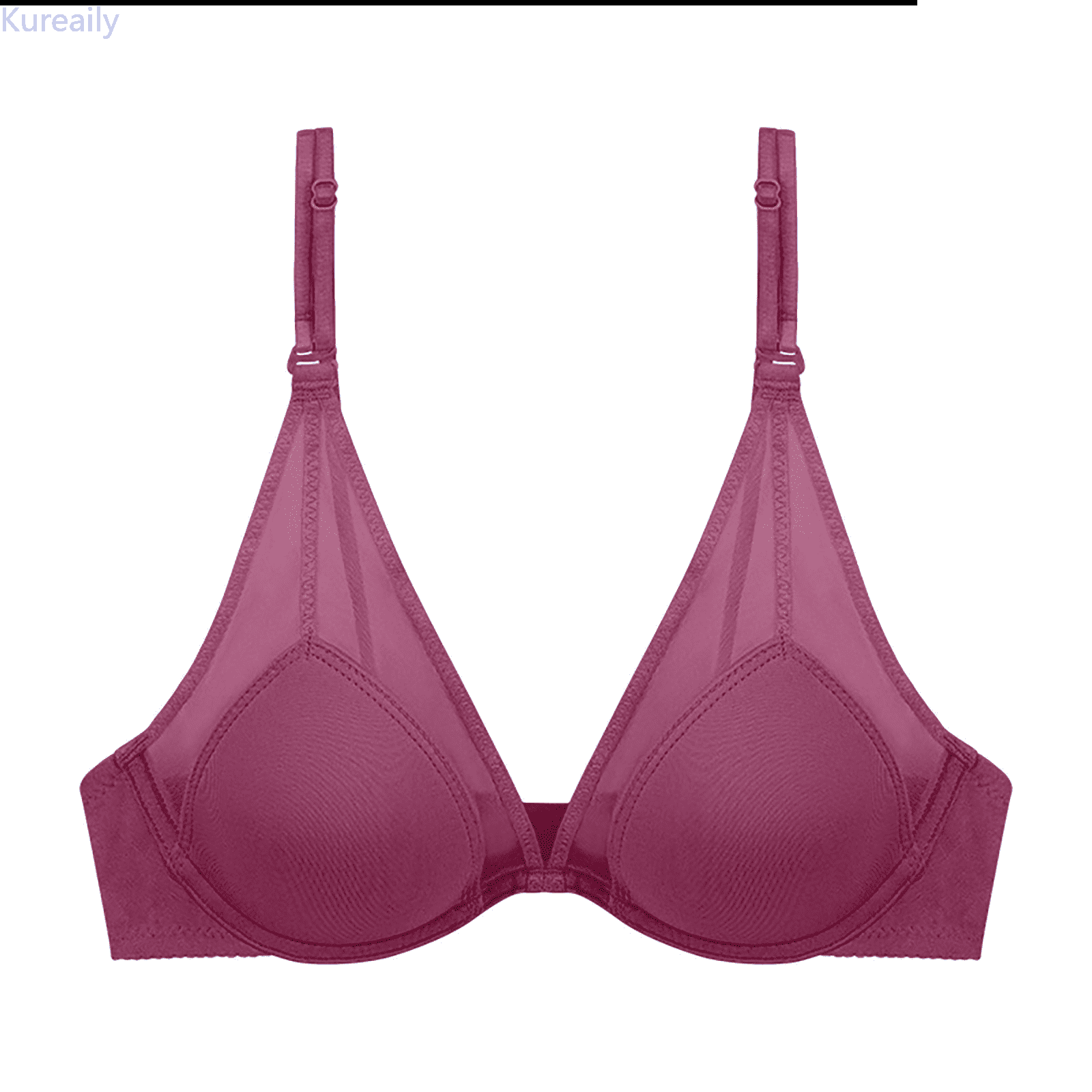 Kureaily Women's Classic Sheer Mesh Lace Bra With Underwire And Thin ...