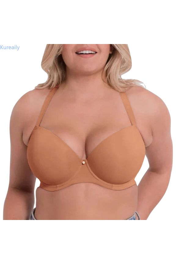 Women's Comfortable And Large Size Thin Cup Smooth Face Traceless Adjustable Steel Rim Bra Full Coverage Bras