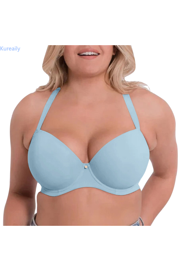 Women's Comfortable And Large Size Thin Cup Smooth Face Traceless Adjustable Steel Rim Bra Padded Bras