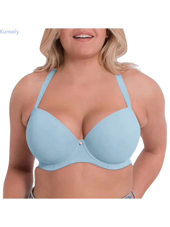Women's Comfortable And Large Size Thin Cup Smooth Face Traceless Adjustable Steel Rim Bra Padded Bras