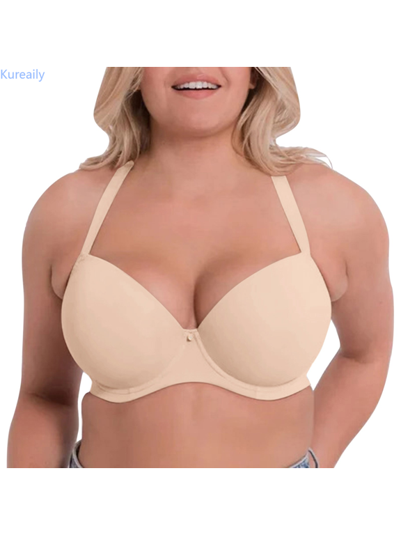 Women's Comfortable And Large Size Thin Cup Smooth Face Traceless Adjustable Steel Rim Bra Sport Everyday Bra