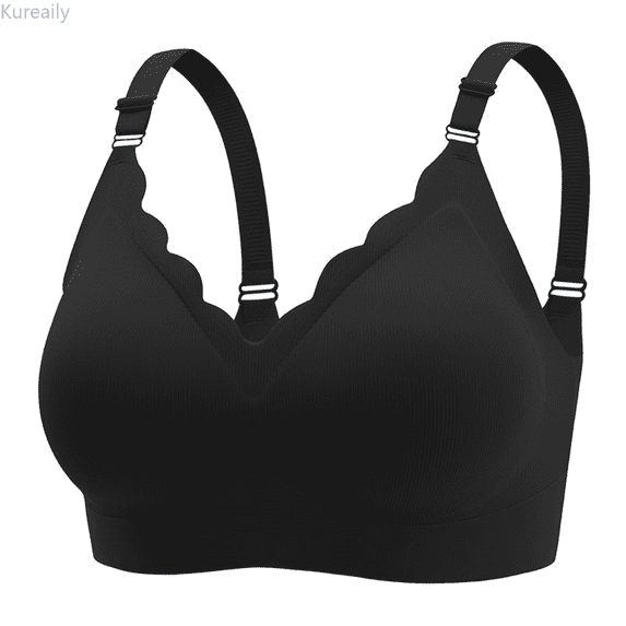 Kureaily Women's Comfortable And Transparent Shoulder Strap Cordless Backless Spongeless With Convertible Shoulder Straps Womens Push Up Bras