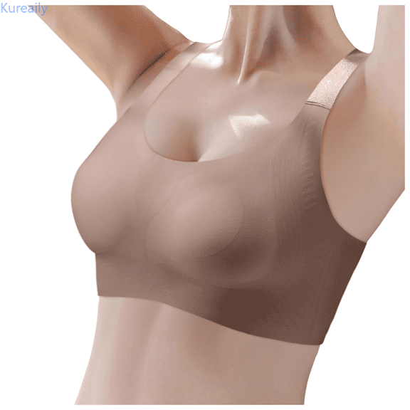 Kureaily Women's Comfortable And Transparent Shoulder Strap Cordless Backless Spongeless With Convertible Shoulder Straps Womens Sports Bras