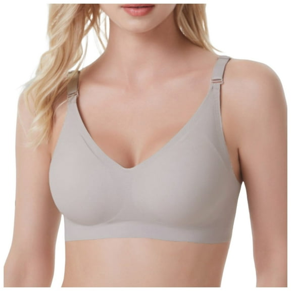 Kureaily Women's Comfortable And Transparent Shoulder Strap Cordless Backless Spongeless With Convertible Shoulder Straps Womens Sports Bras