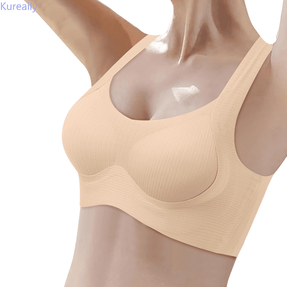Kureaily Women's Comfortable Large Thin Sagging Side Beauty Back Shining No Steel Ring Wrapping Bra Full Coverage Bras