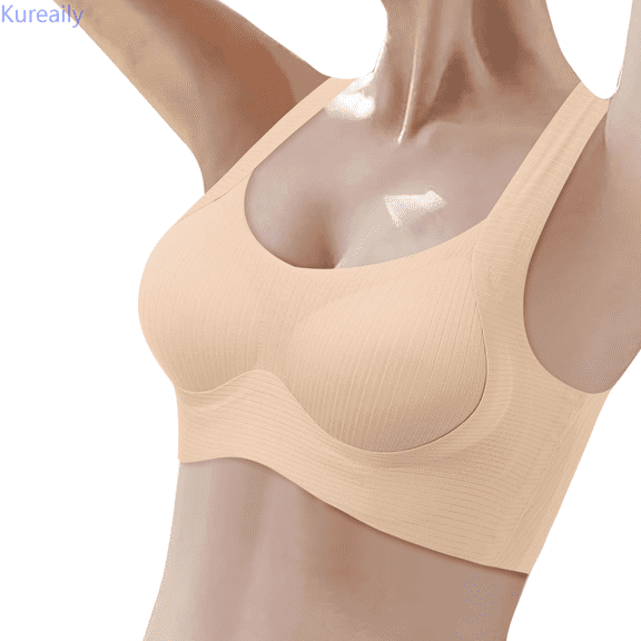 Kureaily Women's Comfortable Large Thin Sagging Side Beauty Back Shining No Steel Ring Wrapping Bra Sport Everyday Bra