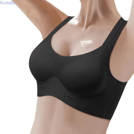 Kureaily Women's Comfortable Large Thin Sagging Side Beauty Back Shining No Steel Ring Wrapping Bra Womens Comfortable Bra