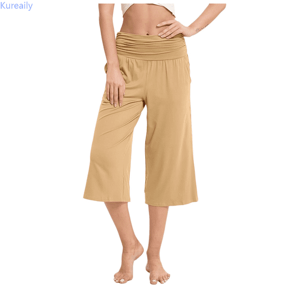 Kureaily Women's Cropped Pants Summer Casual Pants With Pockets Women's Casual Pants Women Lightweight Pants