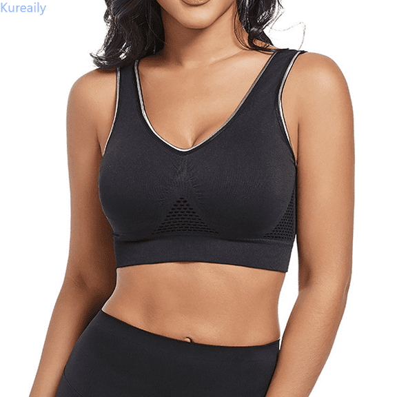 Kureaily Women's Front Side Buckle Lace Edge Without Steel Ring Movement Gathering Adjustment Yoga Sleep Large Bra Comfort Push Up Bras