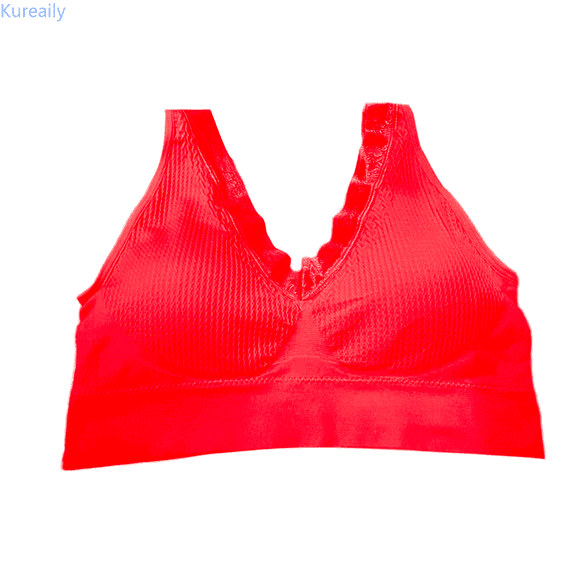 Kureaily Women's Front Side Buckle Lace Edge Without Steel Ring Movement Gathering Adjustment Yoga Sleep Large Bra Comfort Push Up Bras