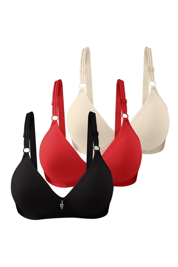 Women's Front Side Buckle Lace Edge Without Steel Ring Movement Gathering Adjustment Yoga Sleep Large Bra Full Coverage Bras