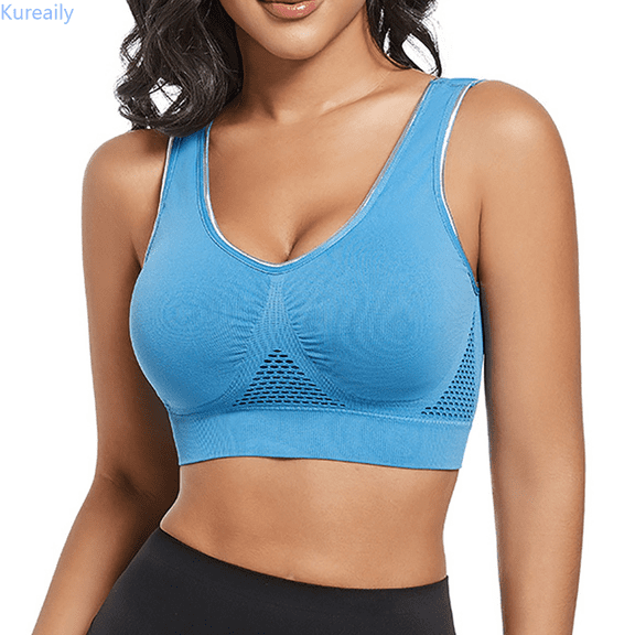 Kureaily Women's Front Side Buckle Lace Edge Without Steel Ring Movement Gathering Adjustment Yoga Sleep Large Bra Padded Bras