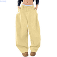 thumbnail image 1 of Kureaily Women's High Waisted Loose Fit Wide Leg Casual Denim Pants With Retro Style For Everyday Wear And Comfort Women Stretchy Trousers, 1 of 5