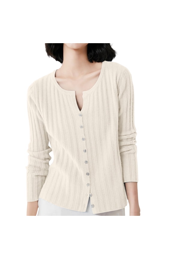 Women's Knitted Cardigan Coat Sweater Slim Long Sleeved Thin Top Button Down Cardigan