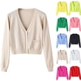 thumbnail image 1 of Kureaily Women's Lightweight Knit Cardigan Long Sleeve Short V Neck Open Front Sweater Casual Wear With Pockets For Spring Fall Winter Womens Long Cardigan, 1 of 5
