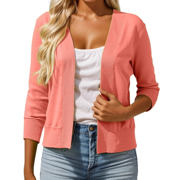 Kureaily Women's Lightweight Lace Crochet Cardigan 3/4 Sleeve Knit Shawl Top Womens Lightweight Cardigan