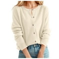 thumbnail image 1 of Kureaily Women's Long Sleeve Lightweight Crewneck Casual Button Down Cardigan Sweater, 1 of 4