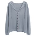 thumbnail image 1 of Kureaily Women's Loose Fitting Drop Shoulder Knitted Cardigan Hooded Top Lightweight Ice Silk Sun Outerwear For Layering Solid Color Cardigan, 1 of 4